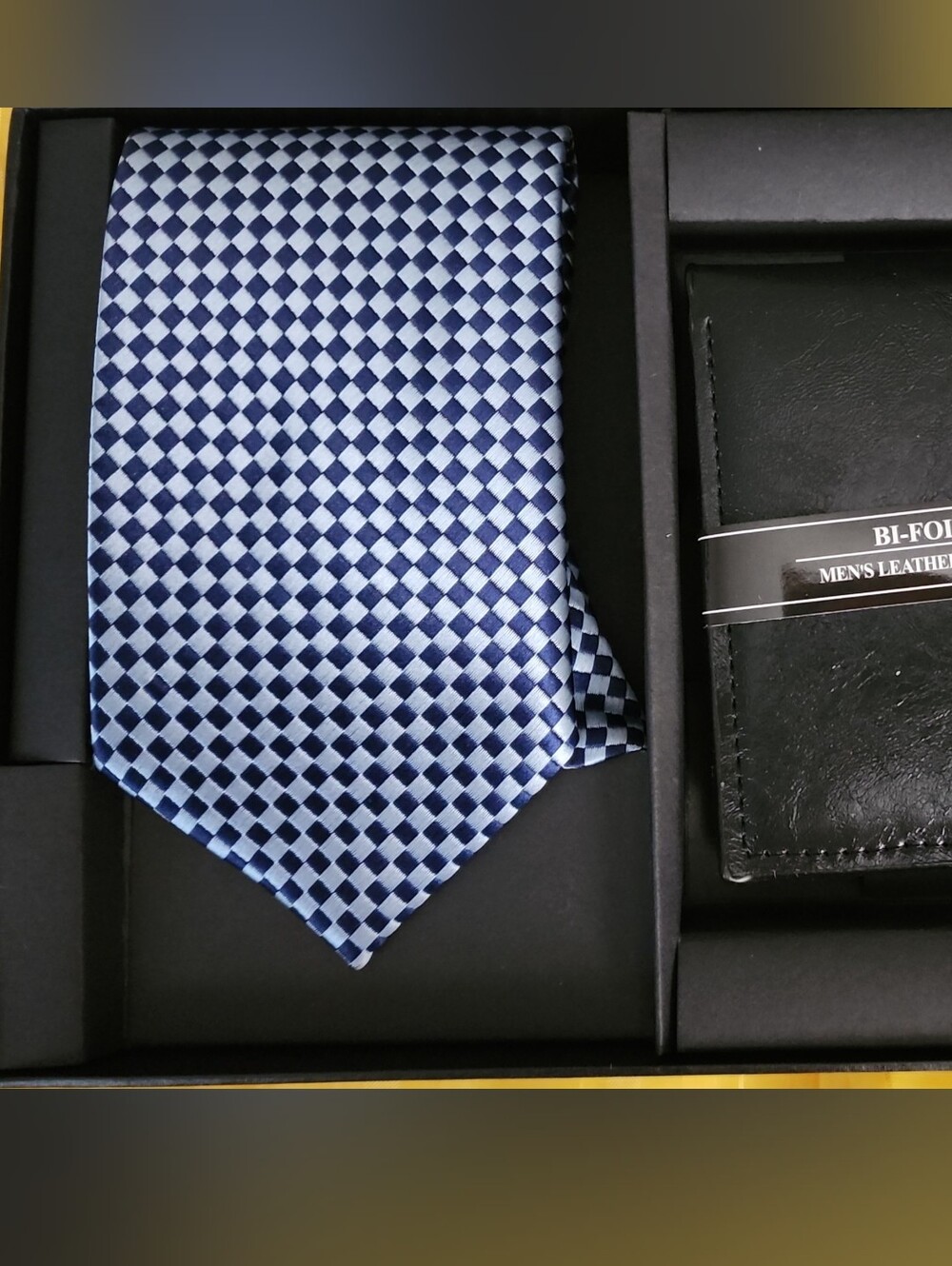 Blue Checkered Tie – Men’s Dress Tie with Coordinating Wallet